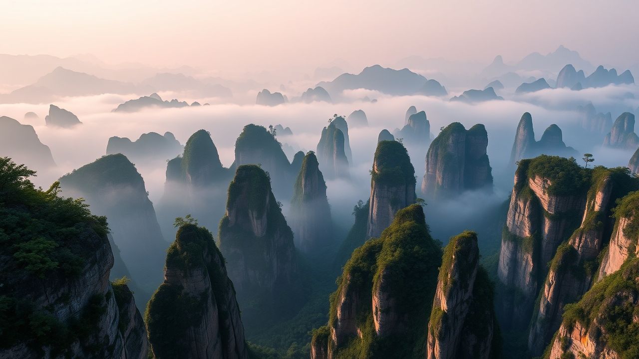 Vivid China Zhangjiajie Avatar in the Mist