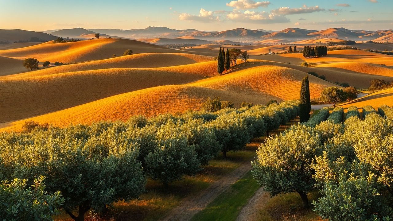 Immense Tuscany Olive Grove in Golden Light