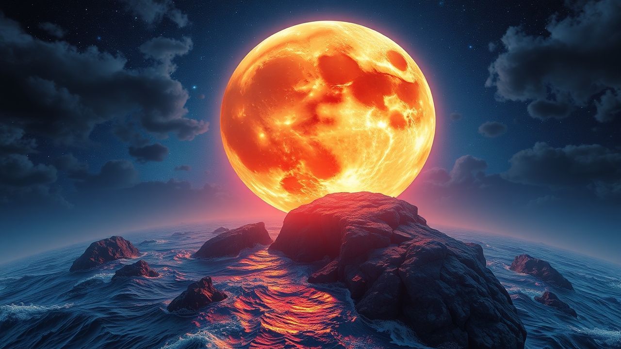 Breathtaking Giant Moon Touching by Night