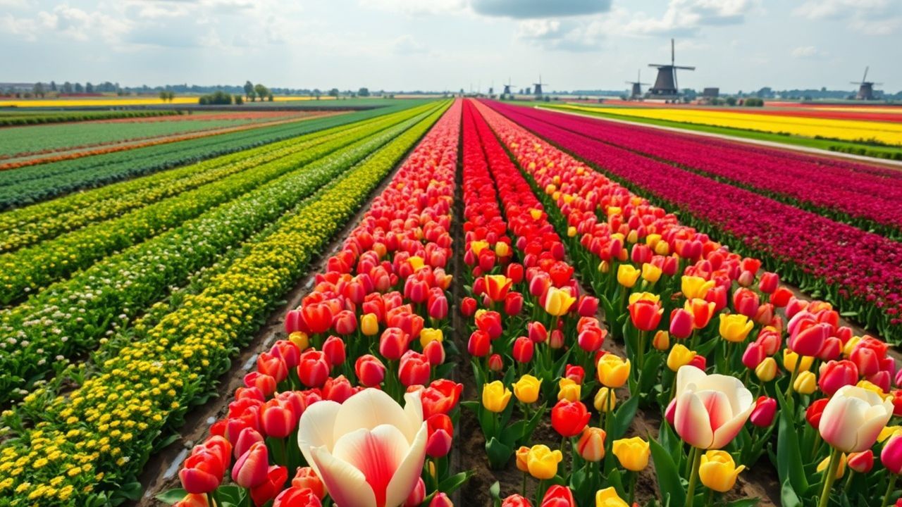 Exquisite Tulip Fields Netherlands from Above