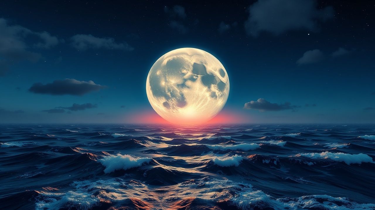 Phenomenal Giant Moon Touching by Night