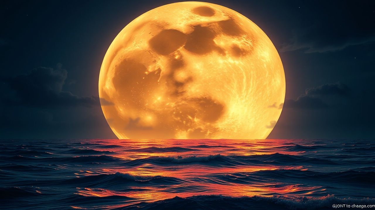 Sweeping Giant Moon Touching by Night