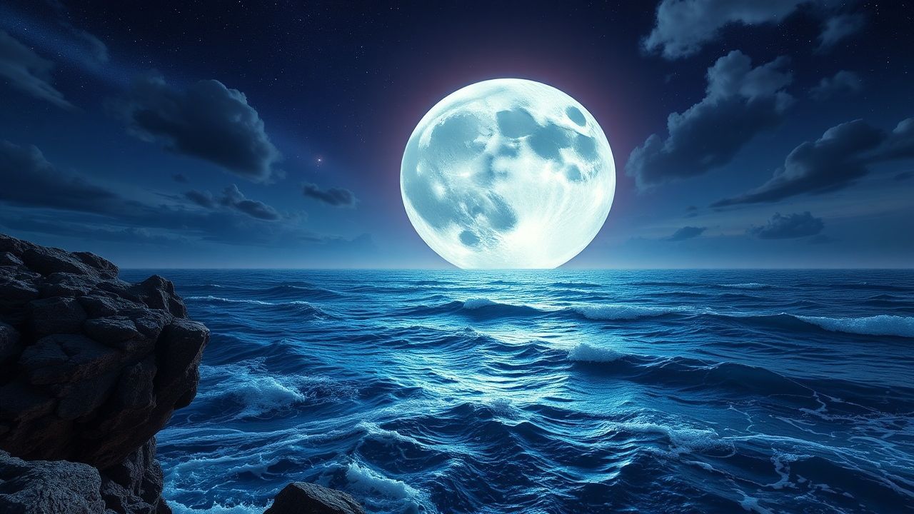 Enchanting Giant Moon Touching by Night