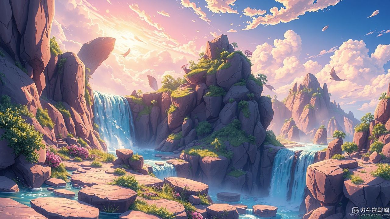 Delicate Fantasy Landscape Floating Magic