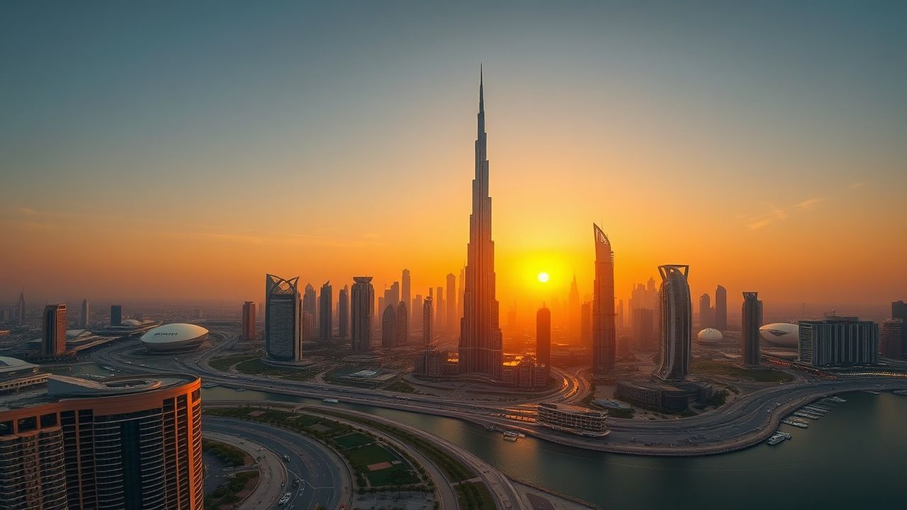 Mesmerizing Dubai Futuristic Towers at Sunset