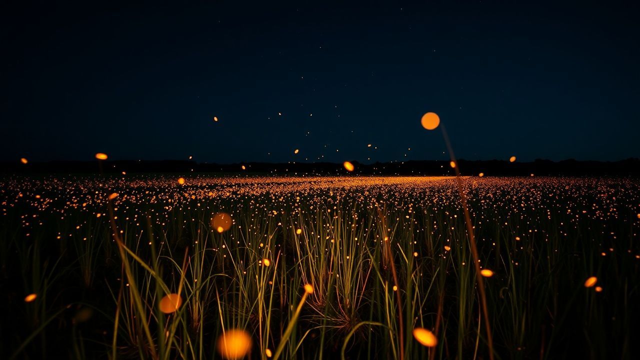 Mystical Fireflies Field Warm by Night