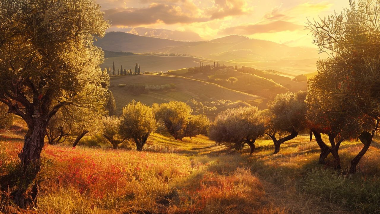 Mesmerizing Tuscany Olive Grove in Golden Light