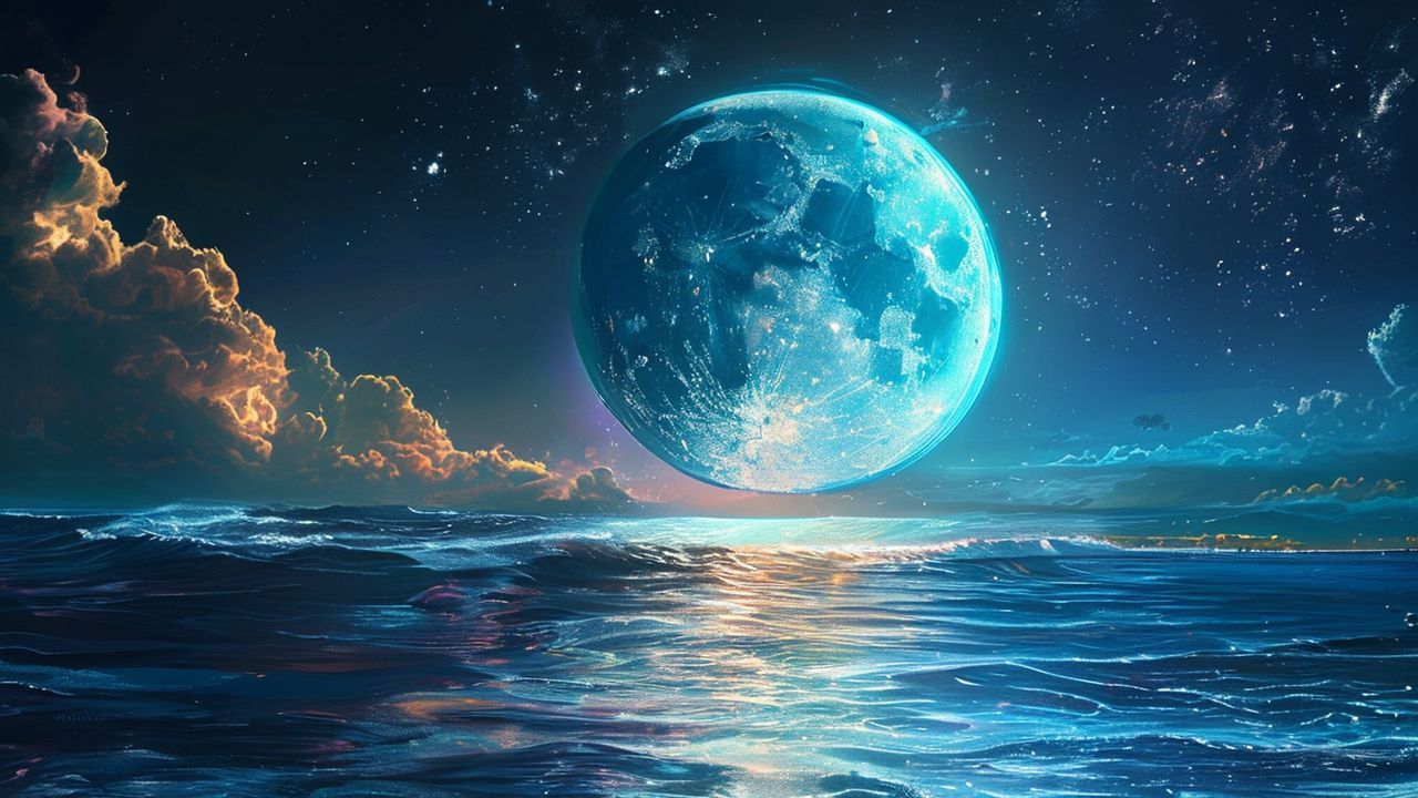 Spectacular Giant Moon Touching by Night