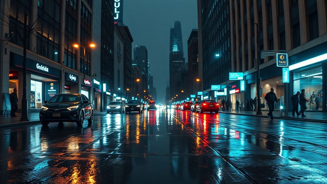 Brilliant Street Reflections Lights in the Rain