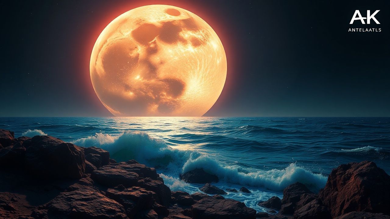 Enchanted Giant Moon Touching by Night