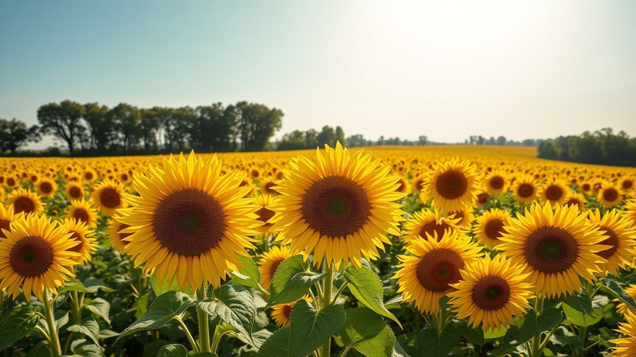 Infinite Sunflower Field Endless in Summer