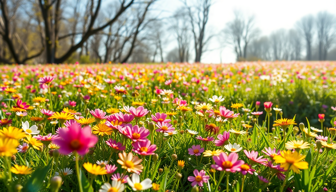 Remarkable Meadow Wildflowers Carpet in Spring