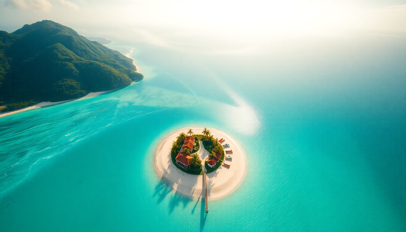 Vast Tropical Island Beach from Above