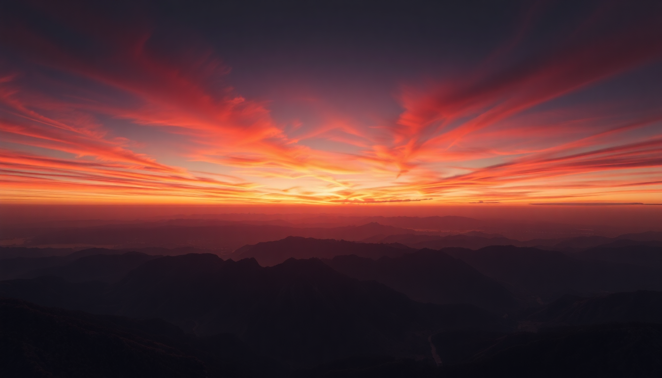 Ornate Fire Sky Orange at Sunset