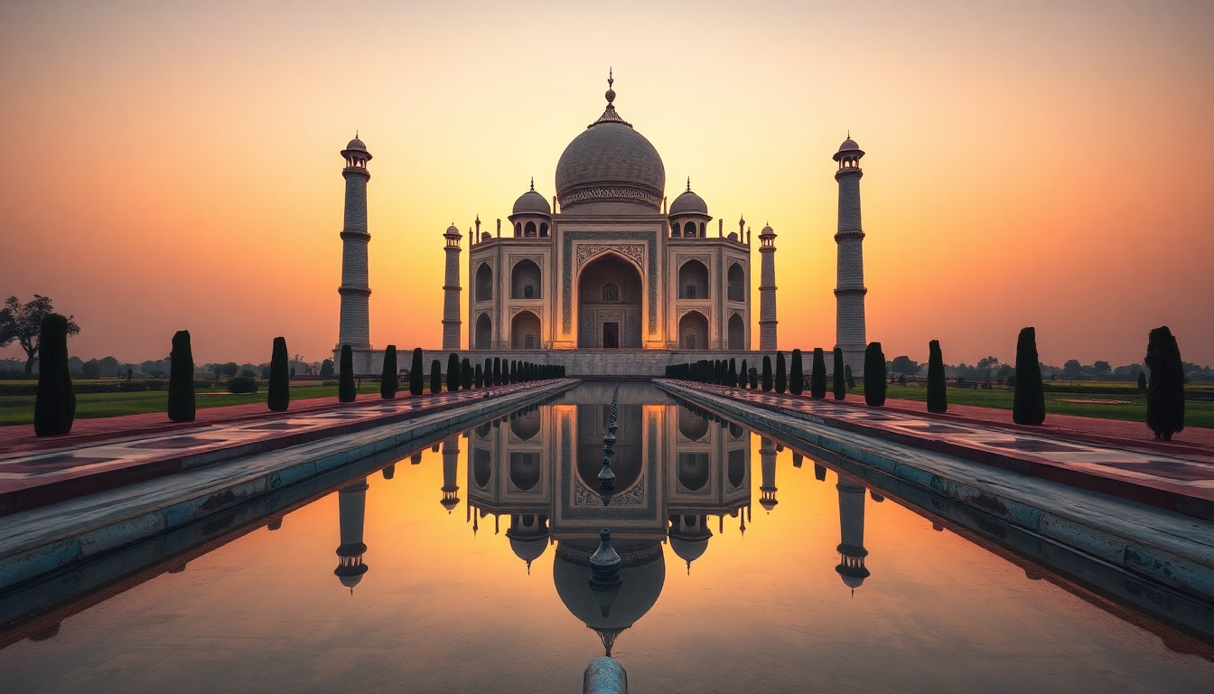 Sublime Taj Mahal Symmetry at Sunrise