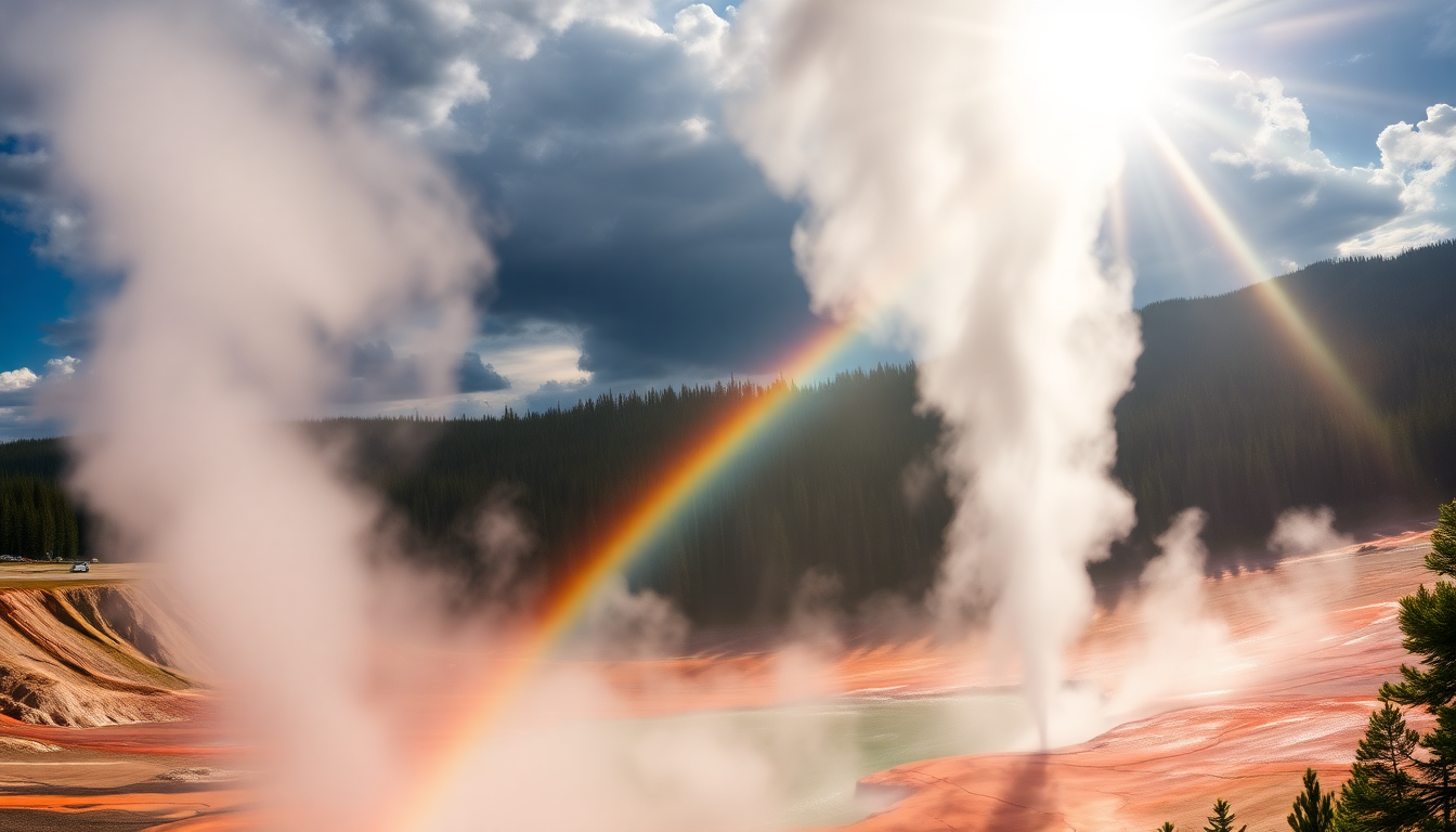 Mystical Grand Prismatic Rainbow in Spring
