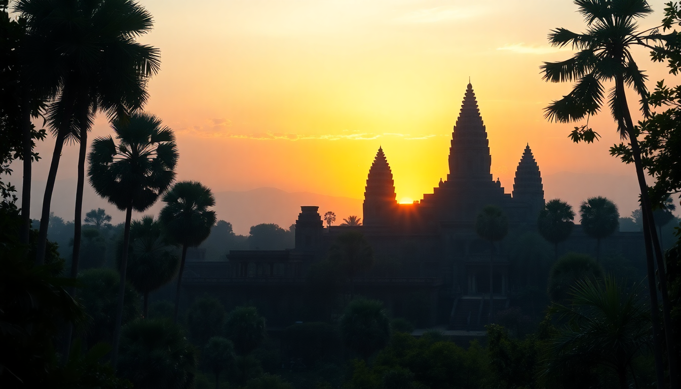 Striking Angkor Wat Wat Temple at Sunrise
