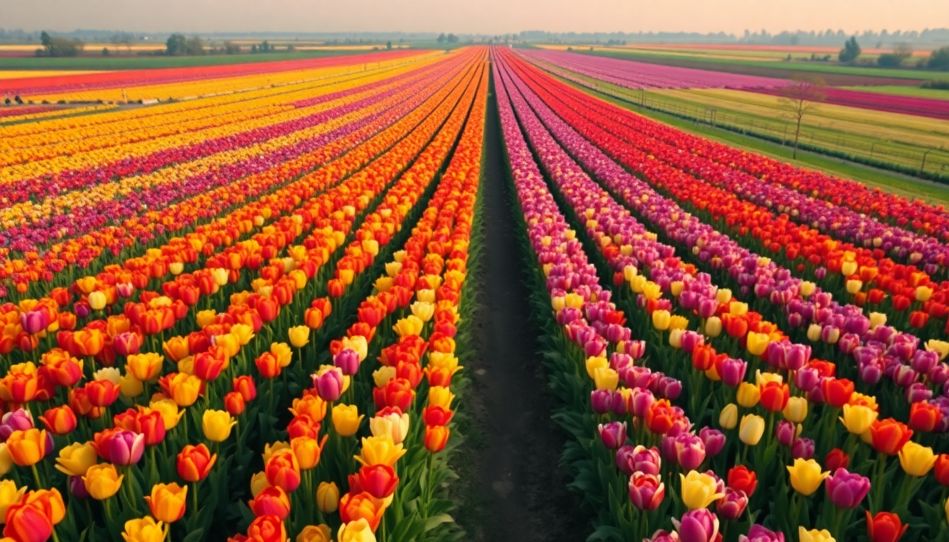 Remarkable Tulip Fields Netherlands from Above