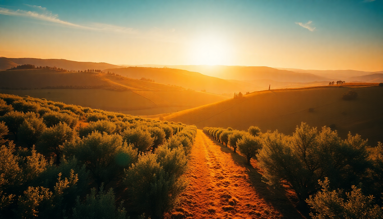 Dramatic Tuscany Olive Grove in Golden Light