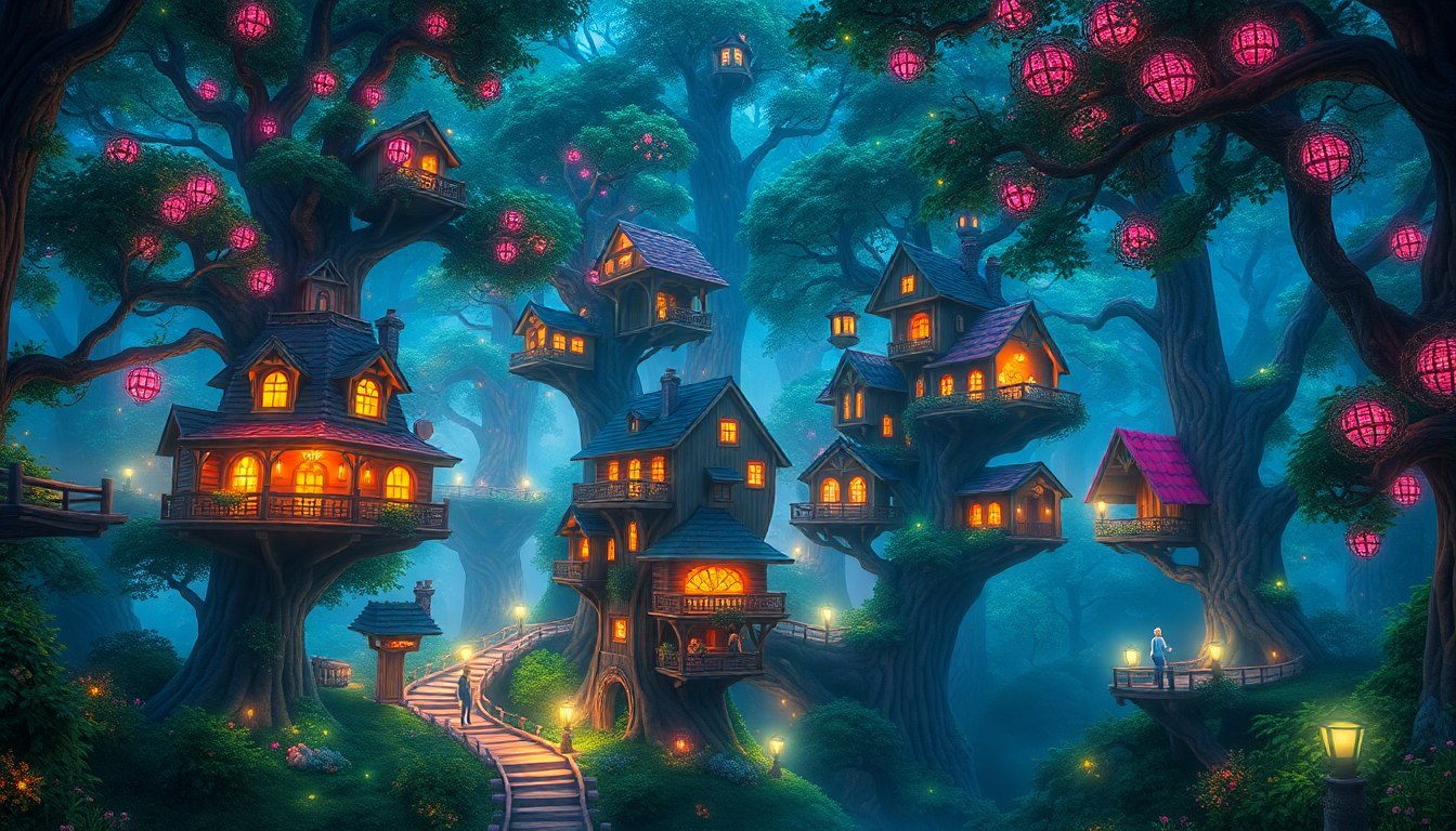 Mystical Elven City Treehouses Magic