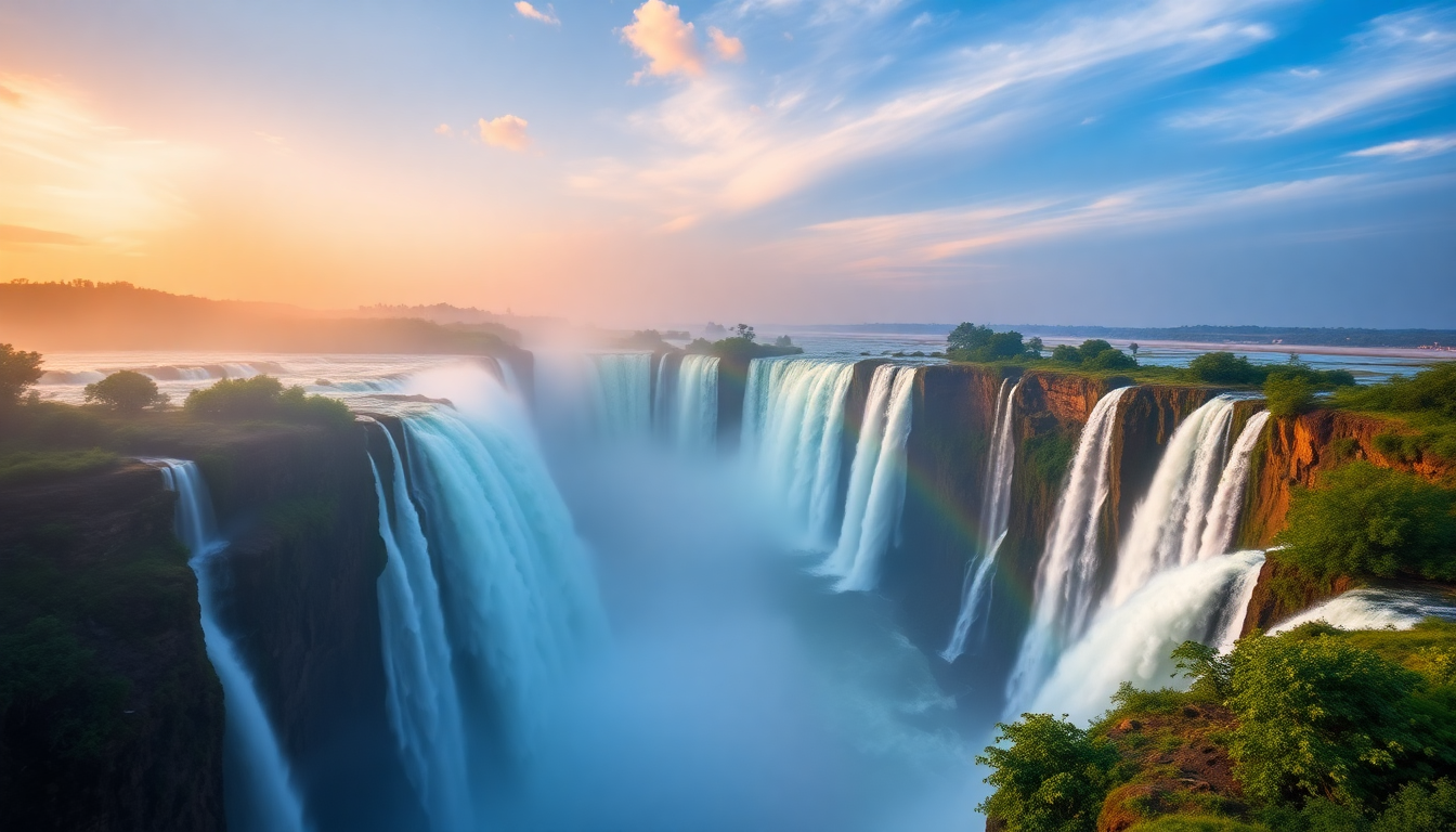 Stunning Iguazu Falls Hundreds Panorama