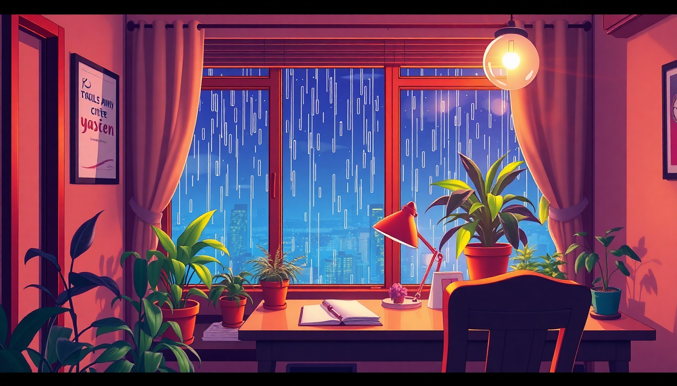 Dreamy Cozy Room Rainy Serenity