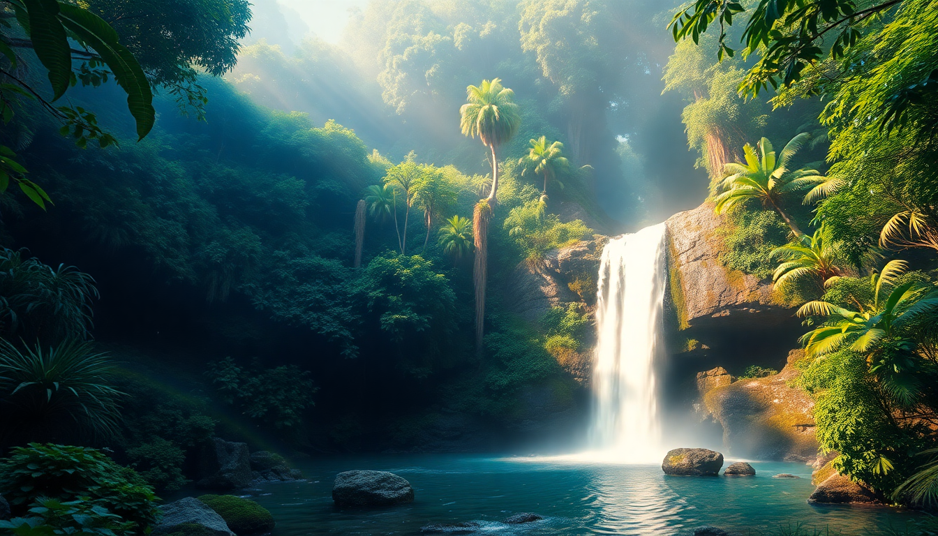 Haunting Jungle Waterfall Hidden in the Mist