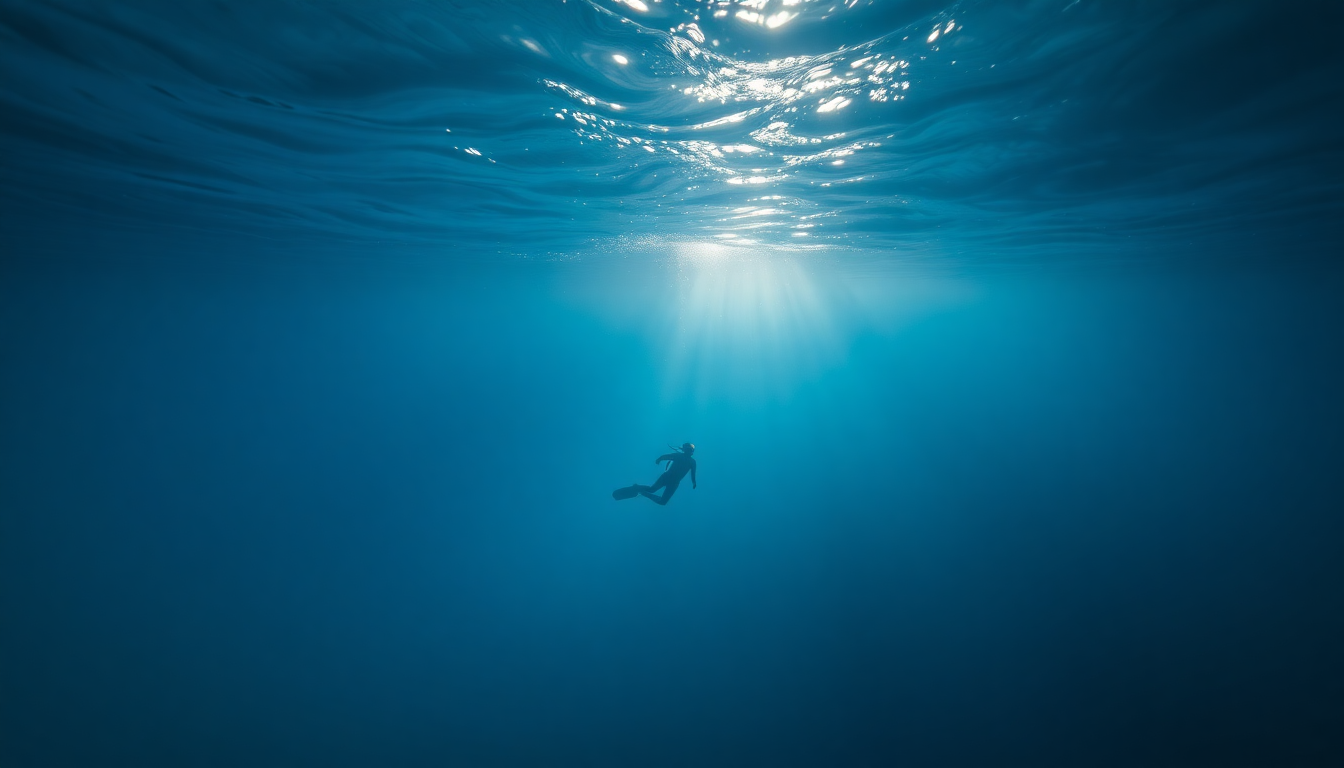Stunning Freediver Blue Abyss Serenity