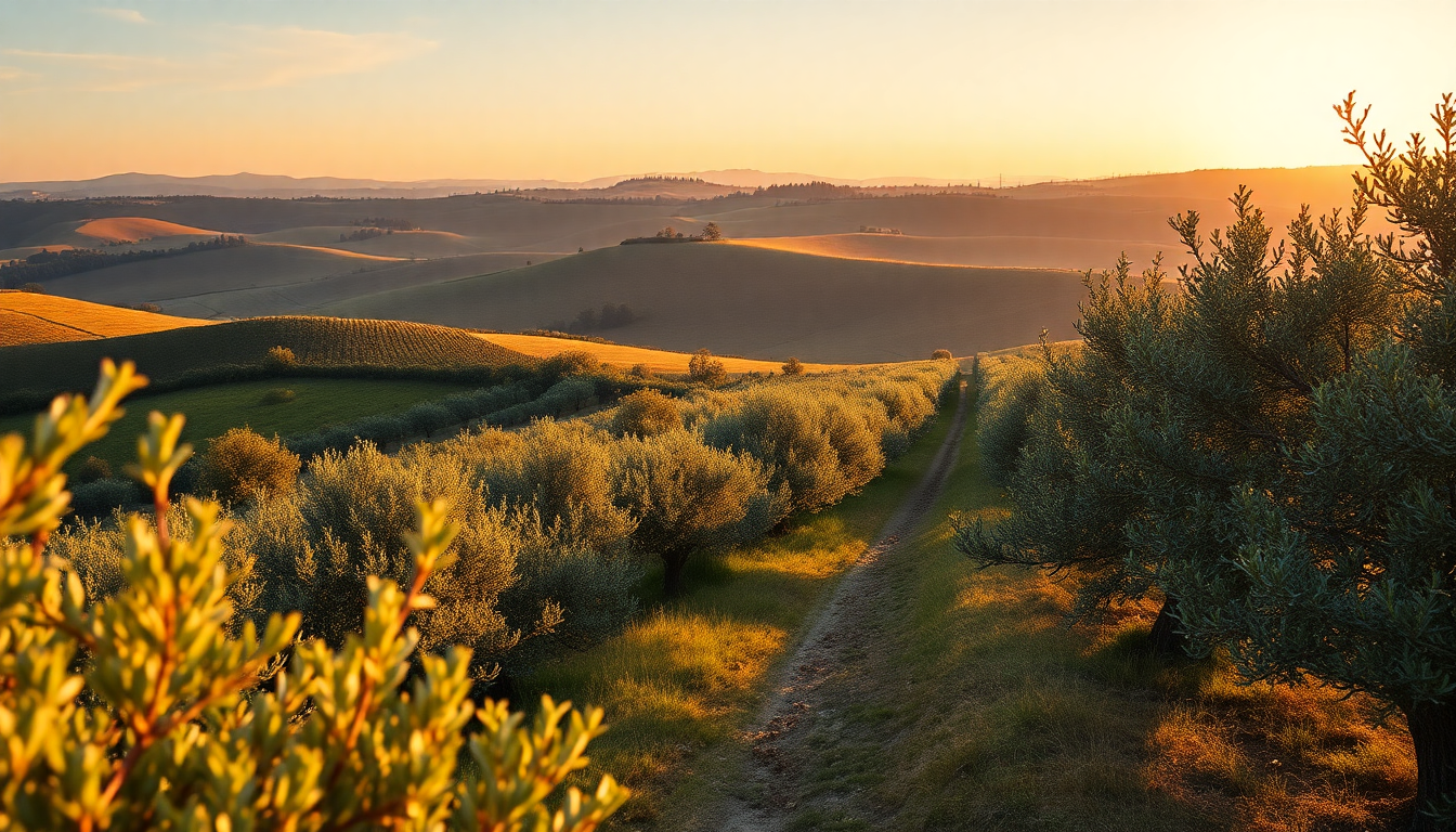 Awe-Inspiring Tuscany Olive Grove in Golden Light