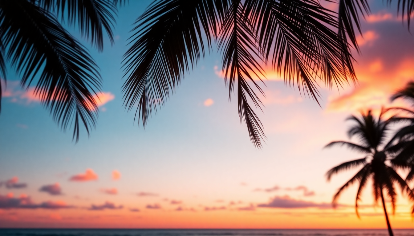 Dreamlike Palm Silhouettes Orange at Sunset