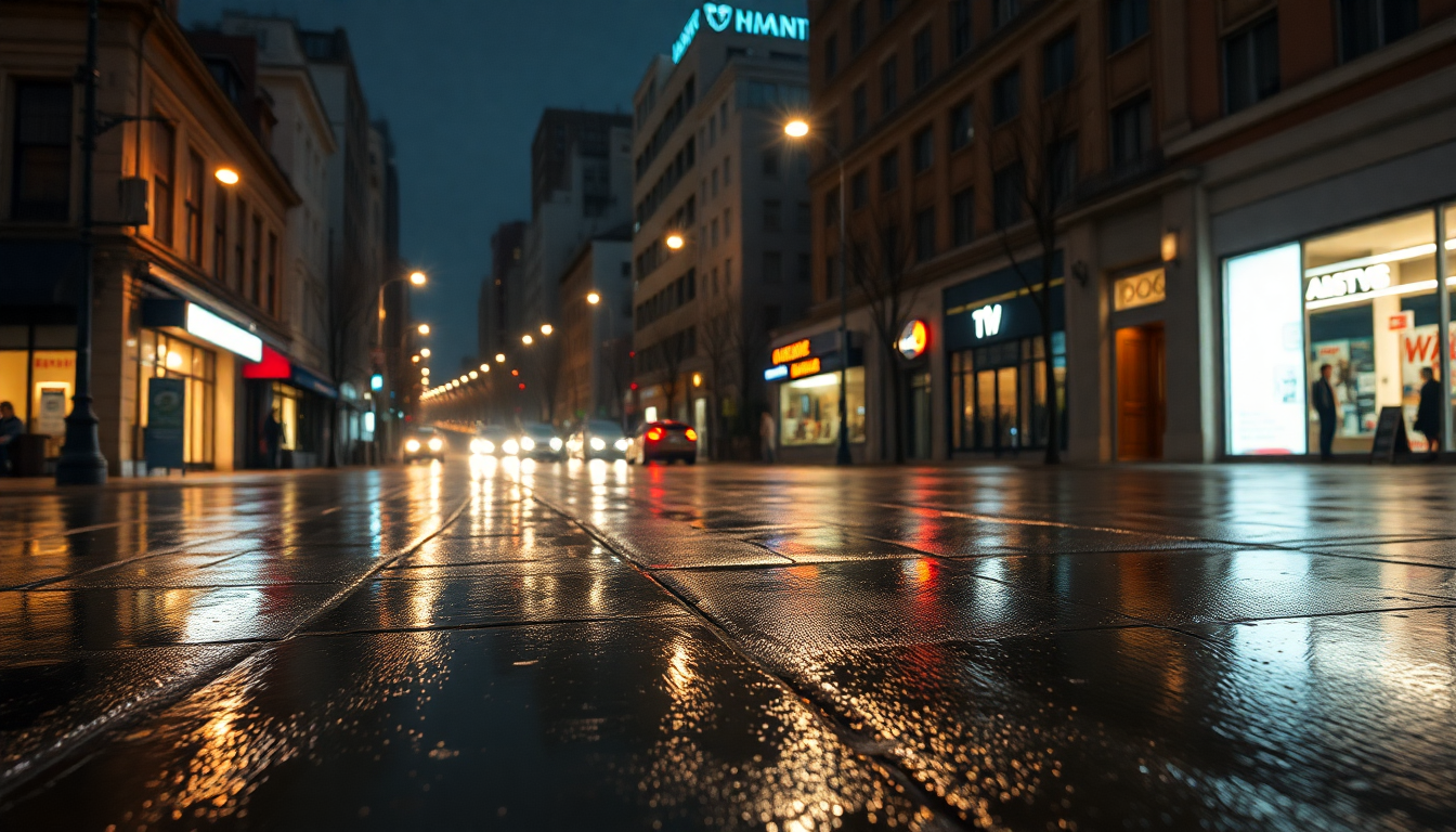 Striking Street Reflections Lights in the Rain