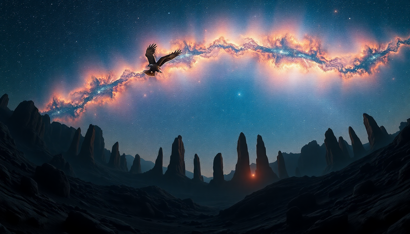 Celestial Eagle Nebula Pillars Panorama