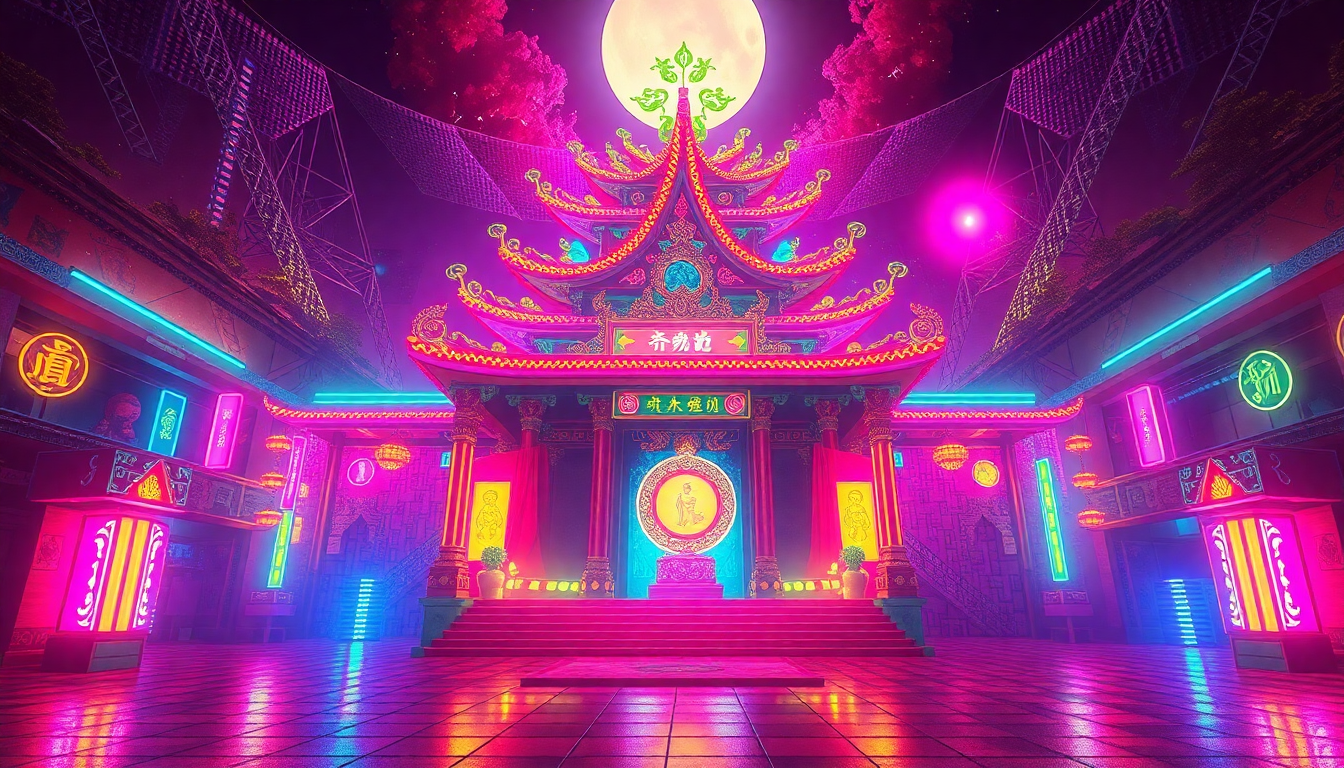Fierce Temple Shrine Traditional Neon Dreams