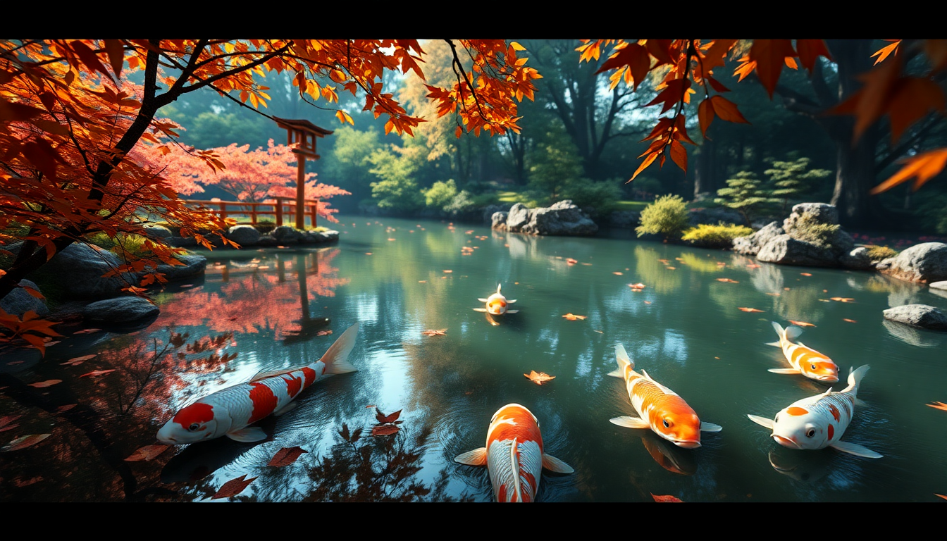 Phenomenal Japanese Koi Pond in Autumn