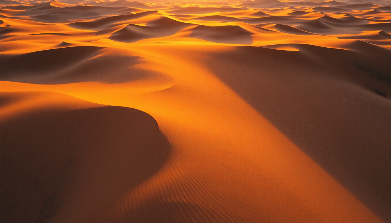 Towering Sahara Dunes Ripples in Golden Light