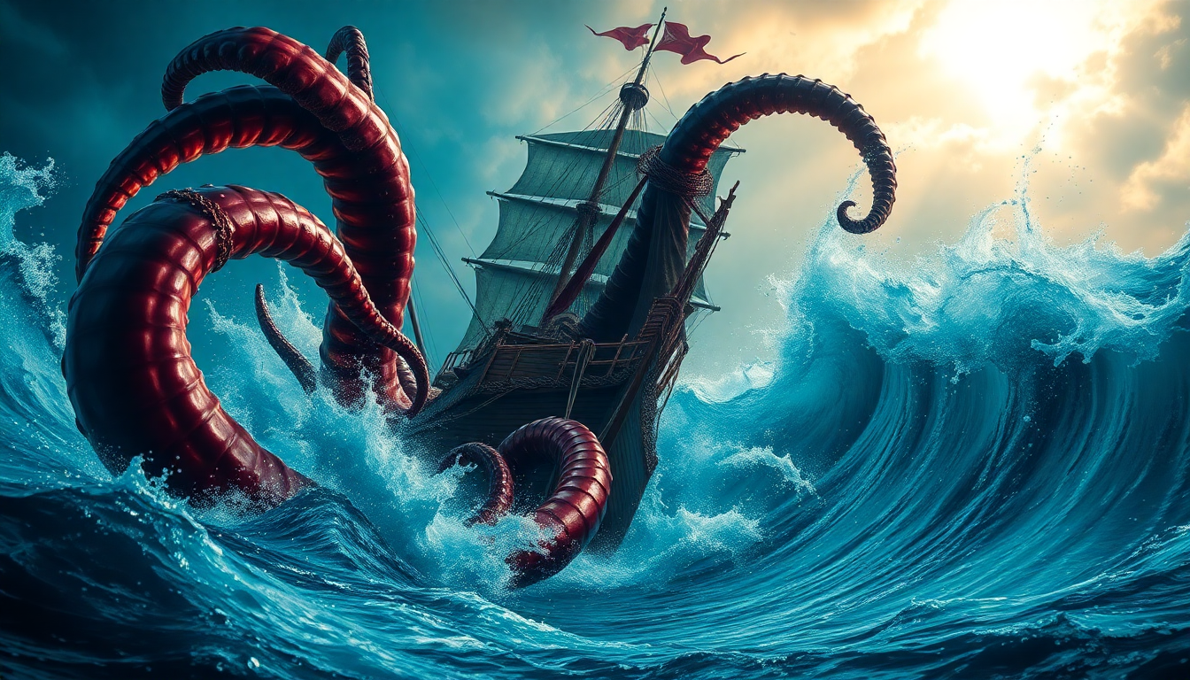 Resplendent Kraken Attacking Ship Storm