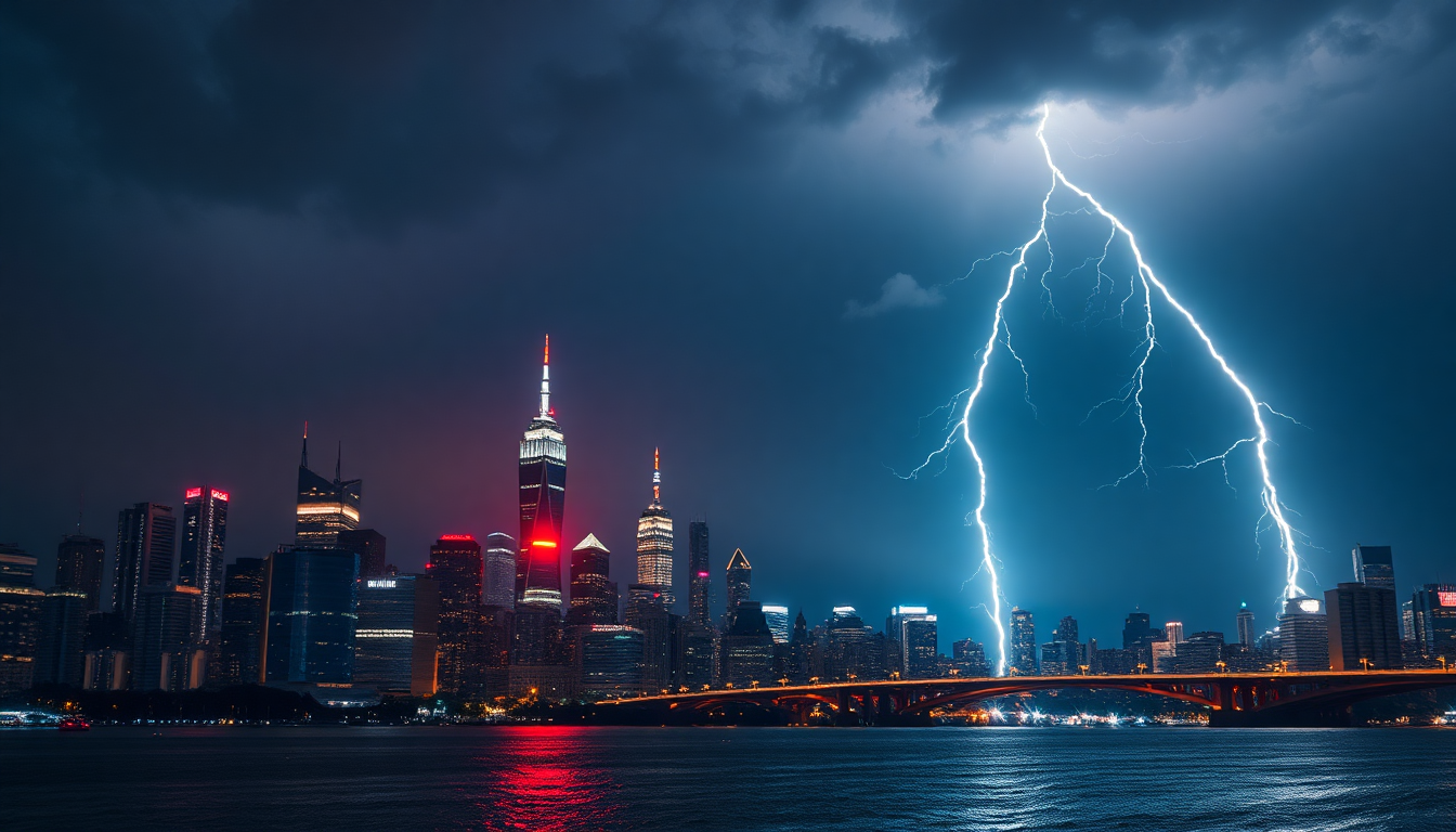 Enchanted Lightning Bolt City by Night