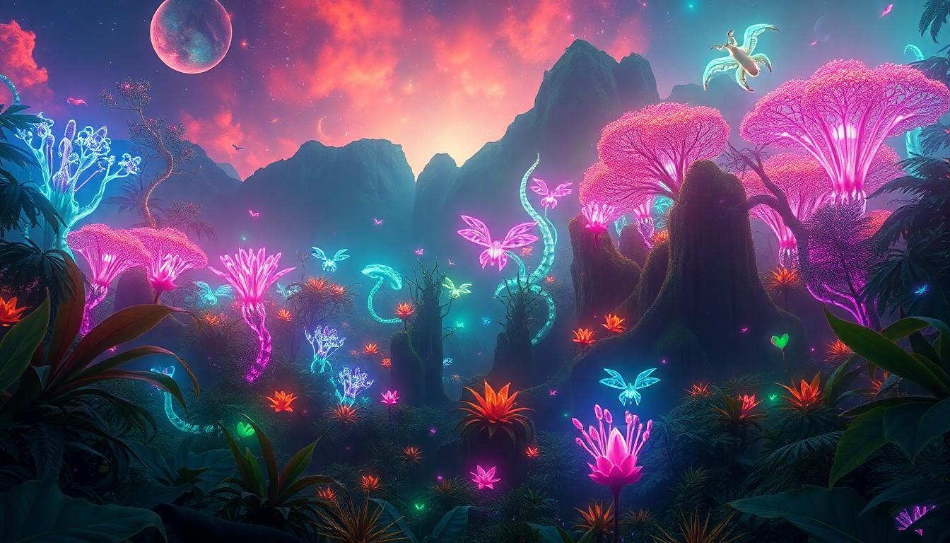 Quantum Alien Jungle Bioluminescent Panorama