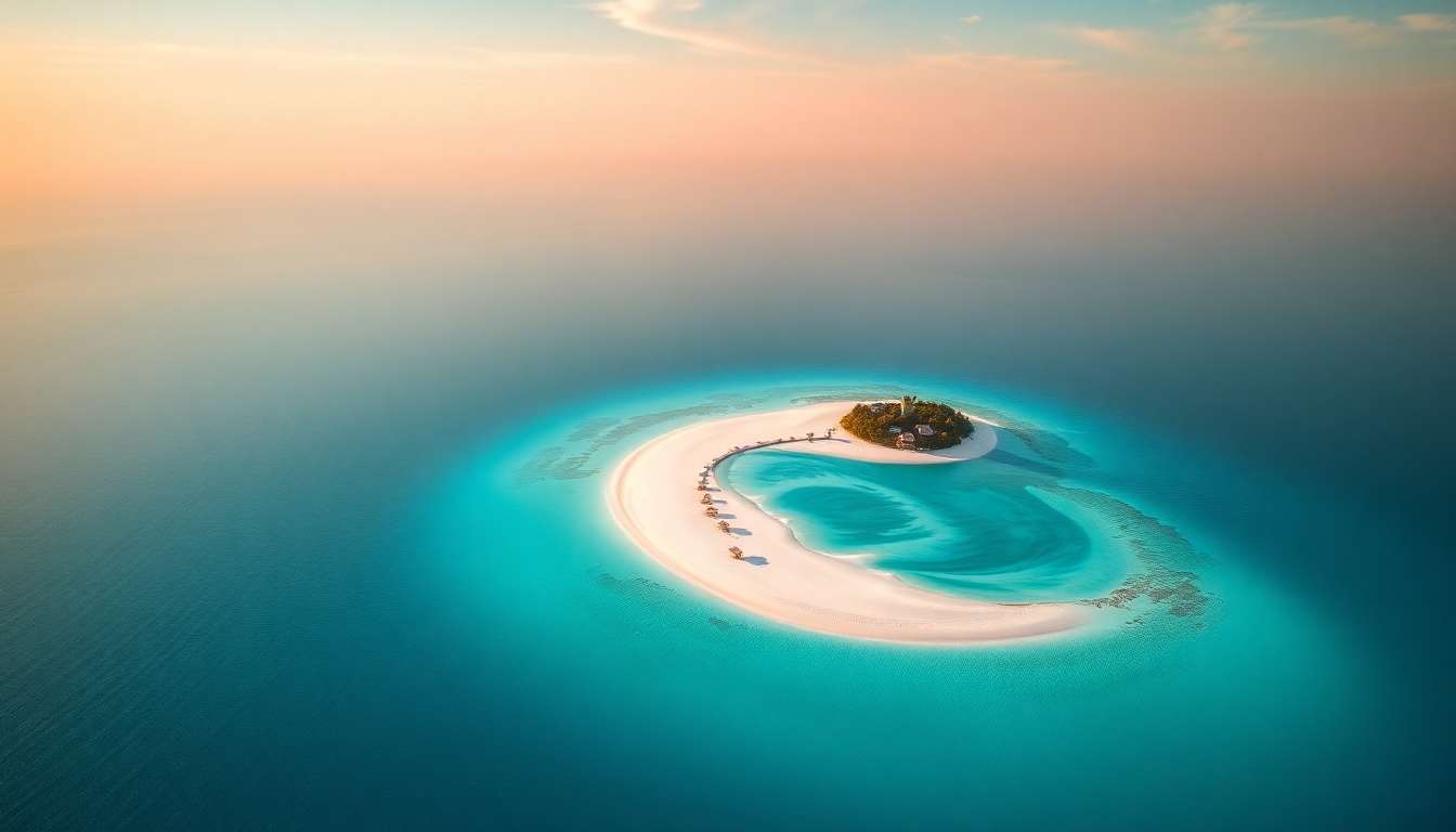Celestial Maldives Sandbar Island from Above