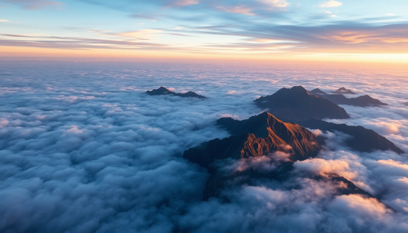 Ornate Sea Clouds Peaks in the Mist