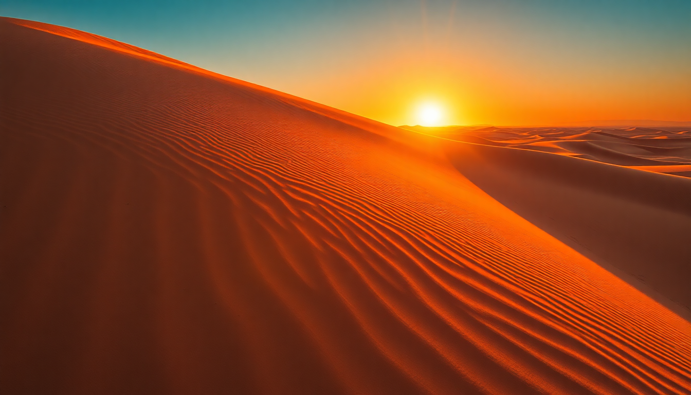 Sprawling Sahara Dunes Ripples in Golden Light