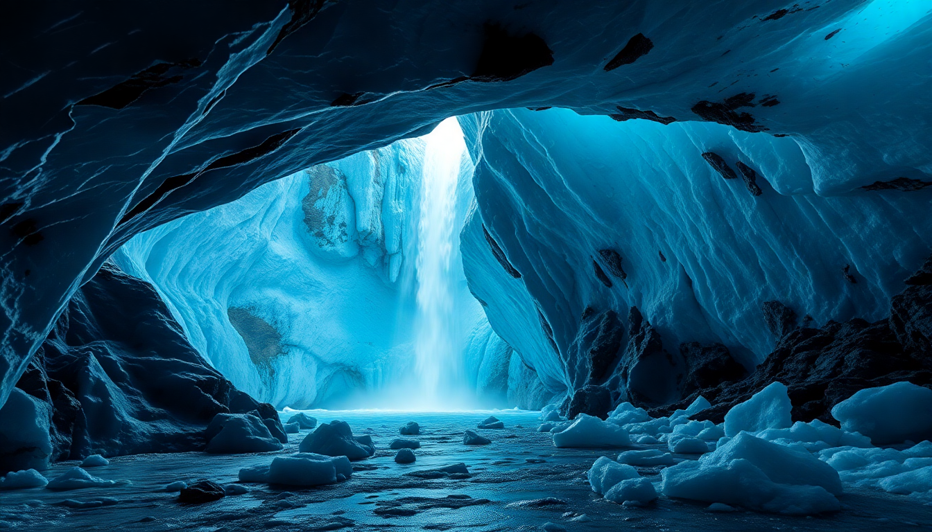 Sweeping Ice Cave Interior Crystal