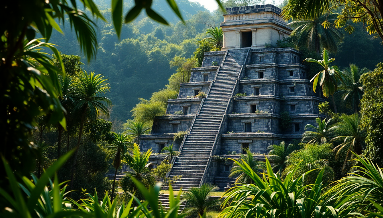 Verdant Mayan Pyramid Jungle Ruins