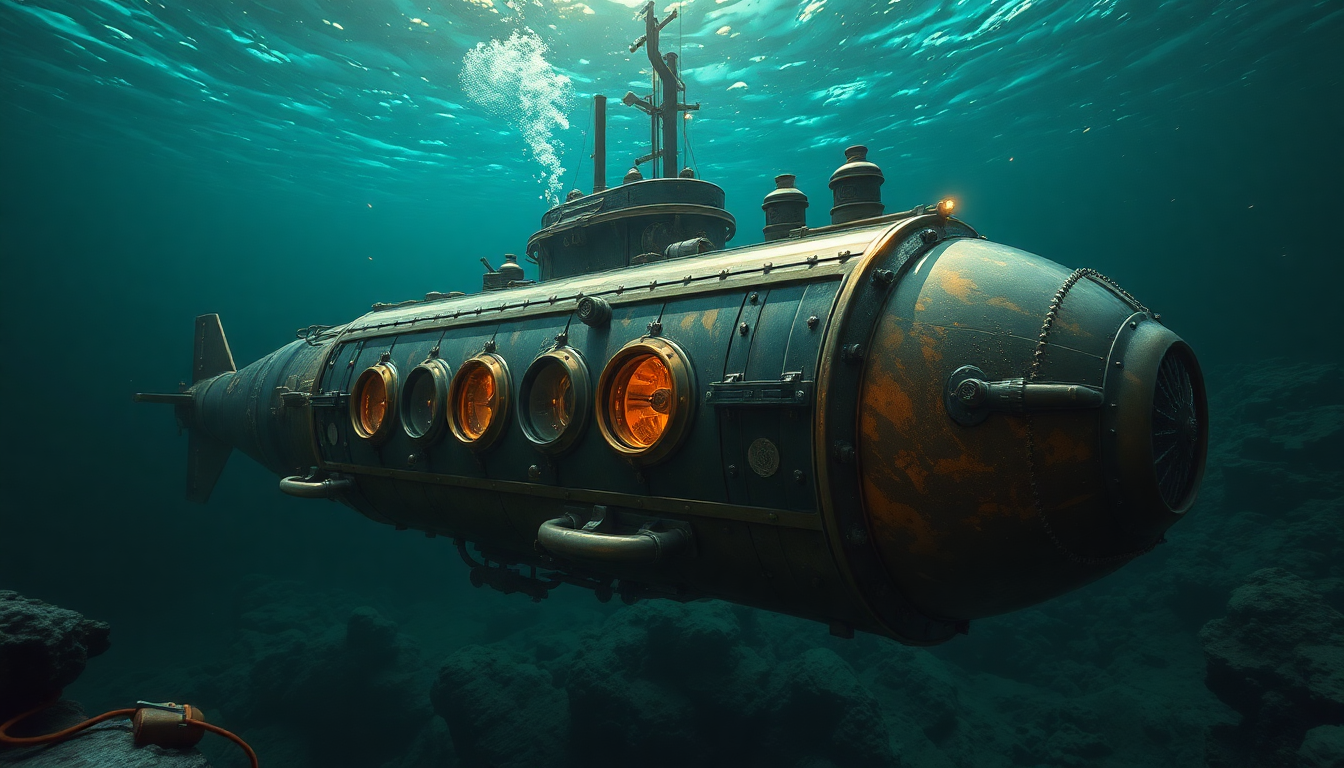 Mystical Nautilus Submarine Brass Depths