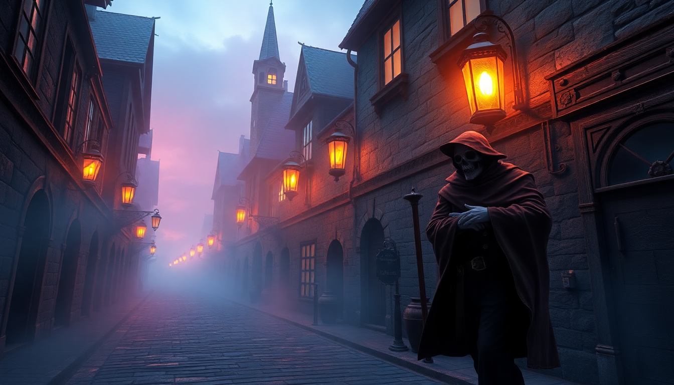 Striking Plague Doctor Medieval in the Mist