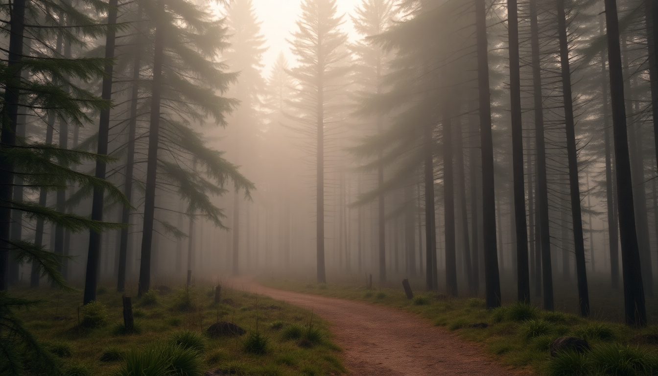 Resplendent Foggy Pine Forest