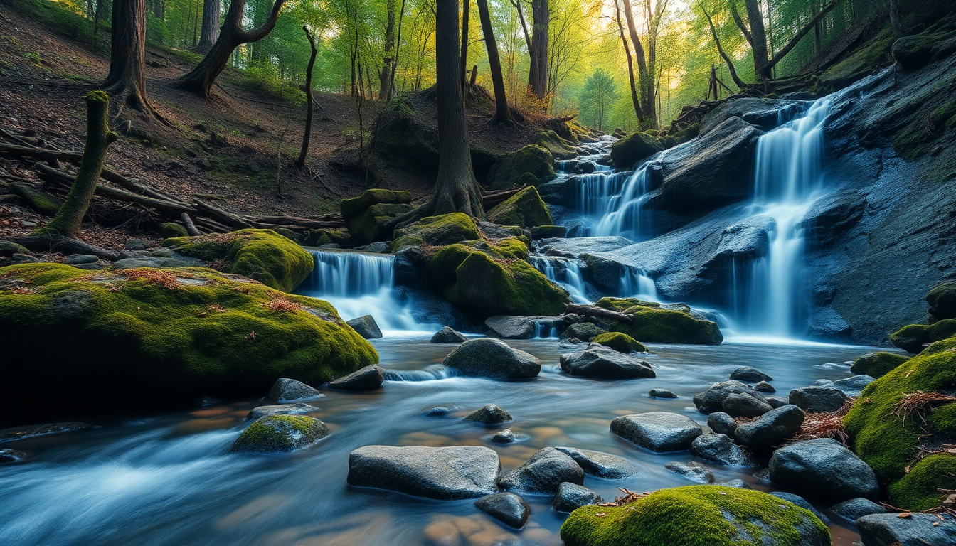Vast Forest Stream Mossy Serenity