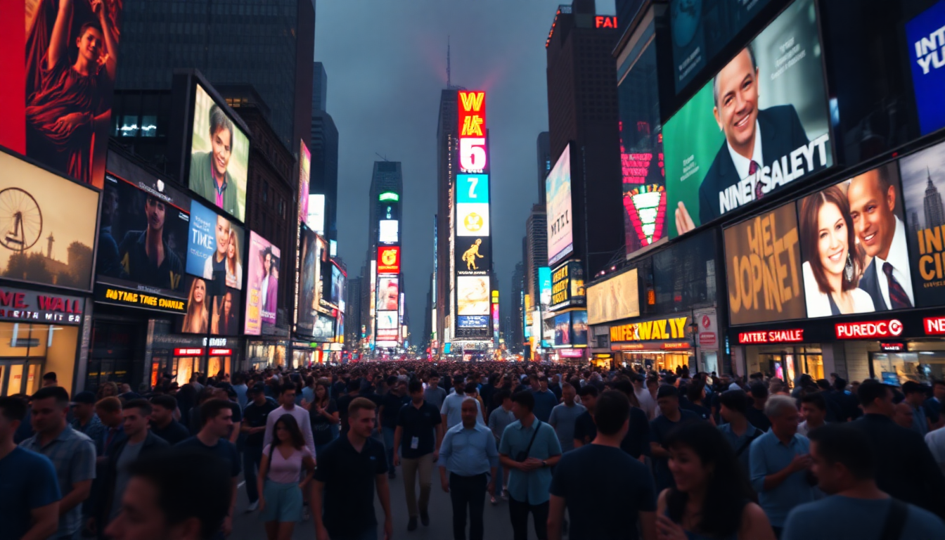 Pristine Times Square Billboards by Night