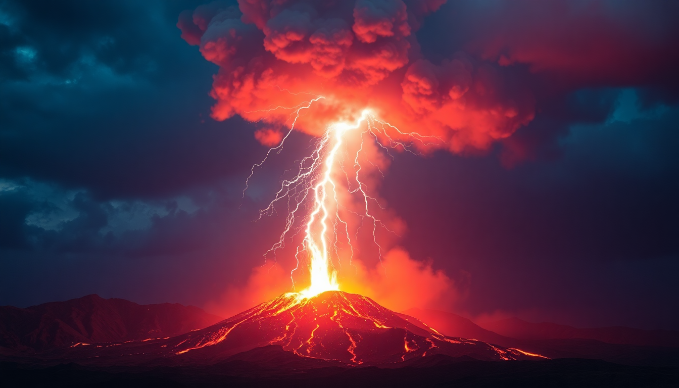 Striking Volcanic Lightning Eruption