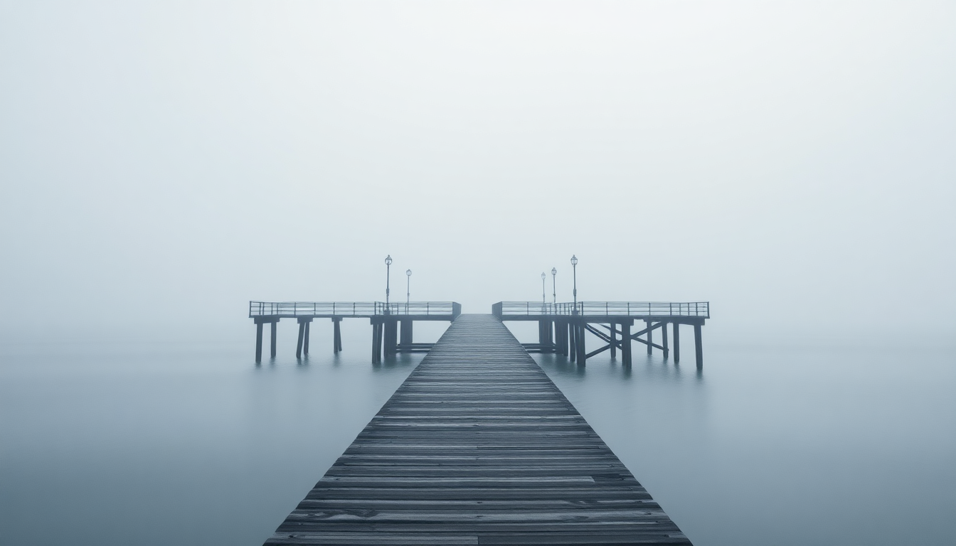 Delicate Foggy Pier Disappearing